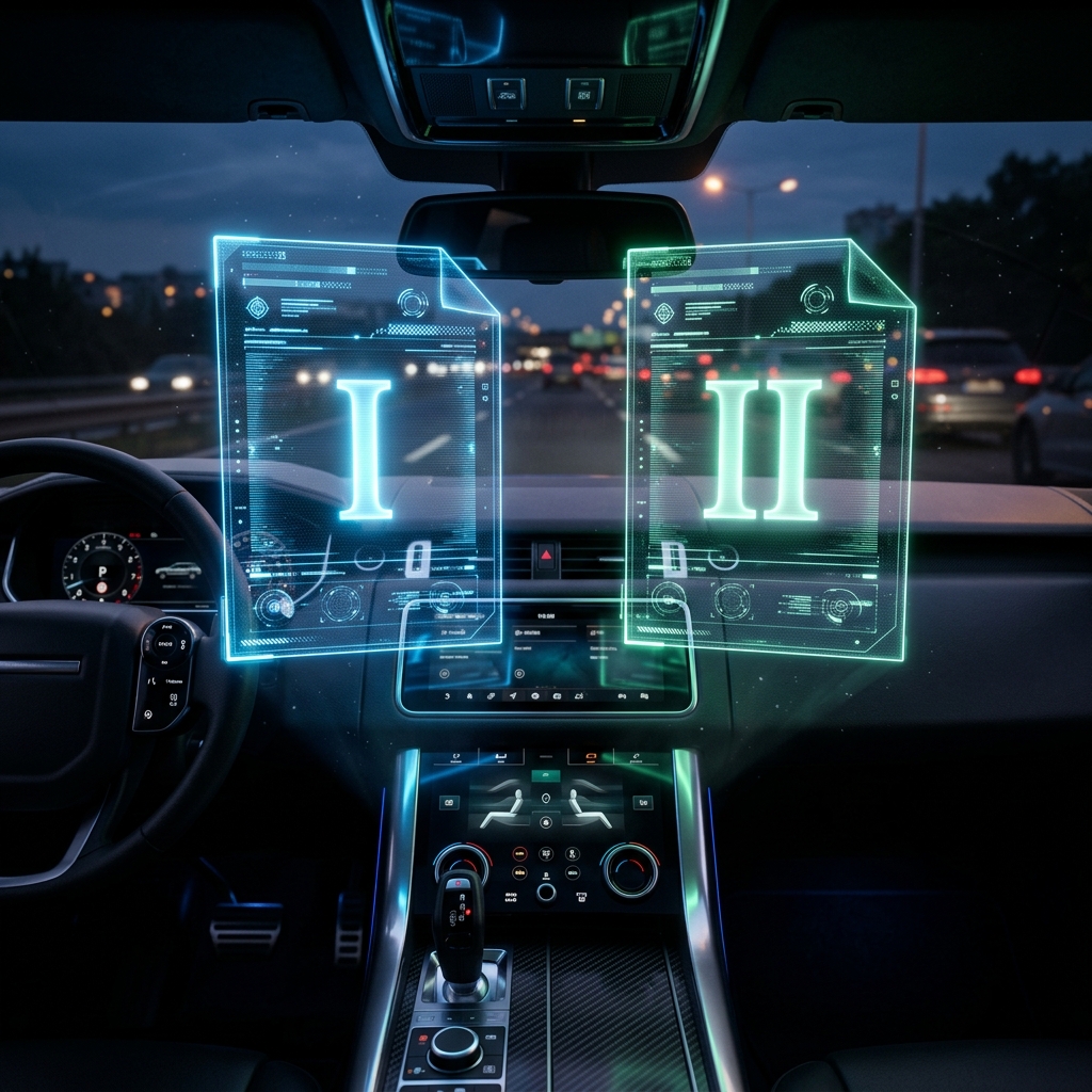 Zwei digitale Hologramme von Fahrzeugdokumenten Teil I und Teil II